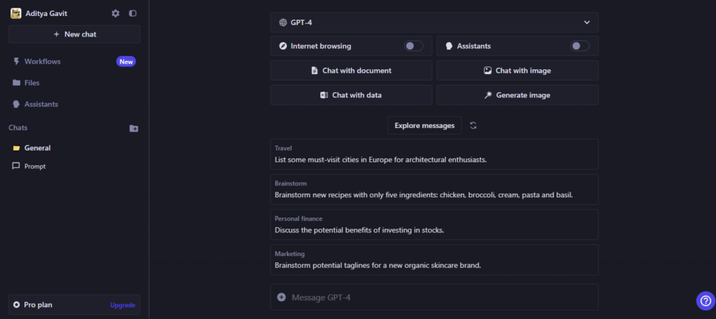 Forefront ai Dasboard